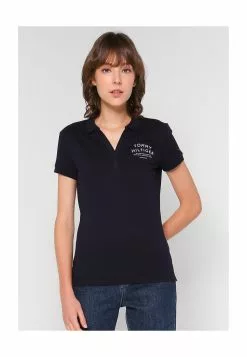 Tommy Hilfiger Text Print Open Neck Polo Shirt